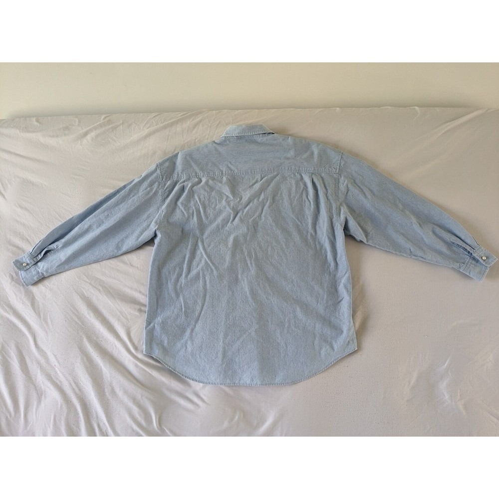 Vintage 90s Western Embroidered Christmas Denim Shirt Size 14 Large Cowboy - Picture 12 of 12